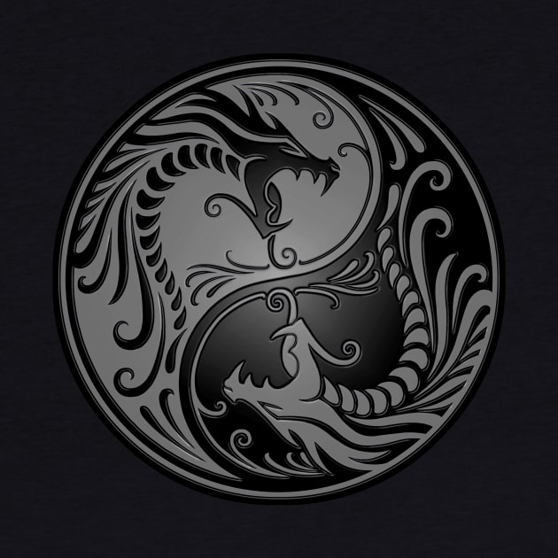 Gray and Black Yin Yang Dragons by jeffbartels